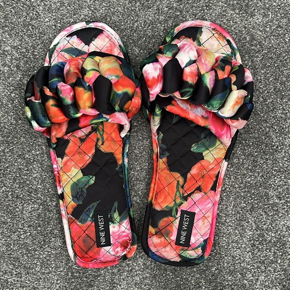 NINE WEST Women's Floral Slide Sandals - Womens XL 11 12 - Picture 6 of 8